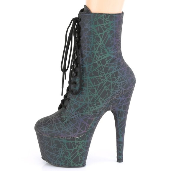 Platform Lace Up Glow High Heel Ankle Boots